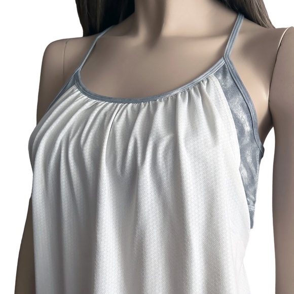 lululemon No Limits Tank Top Fitness Activewear Grey White Racerback Sports Bra - Picture 6 of 14
